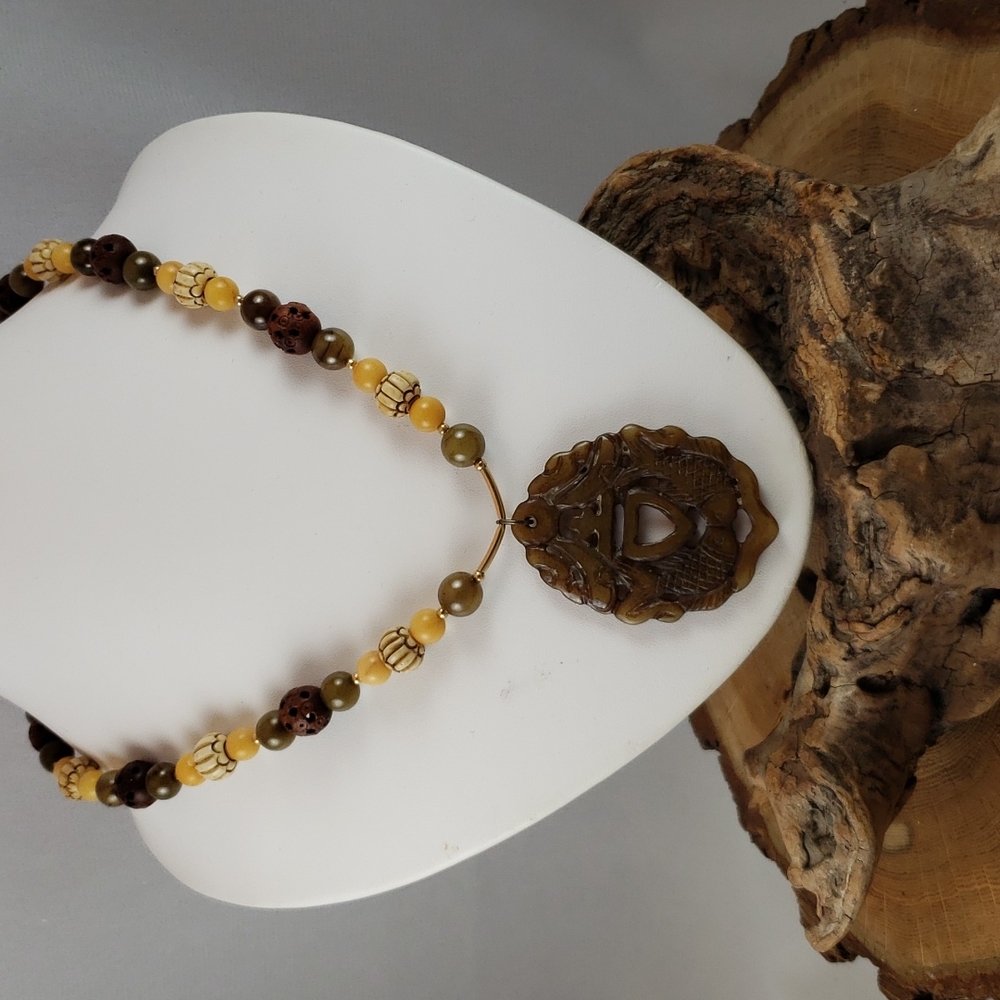 KGO Mixed Elements 14kt GF Necklace w/ Centerpiece Drop